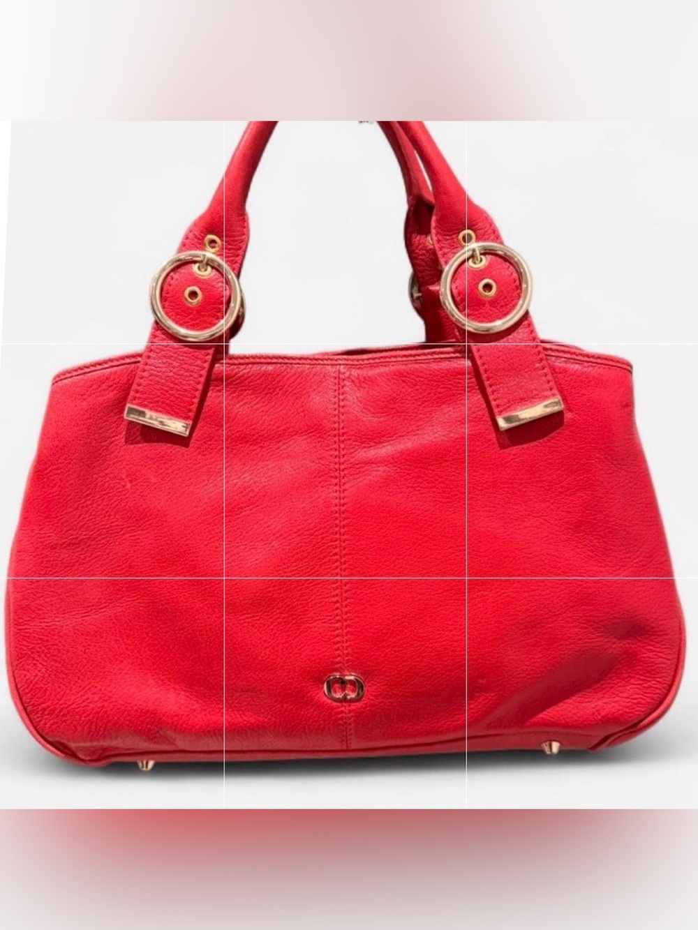 NWOT Charles David Red Genuine LeatherTote with Gold Rings